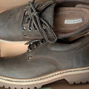 New in Box Elk Woods Mens Heavy Duty Shoes Waterproof Leather Dark Brown Size 9